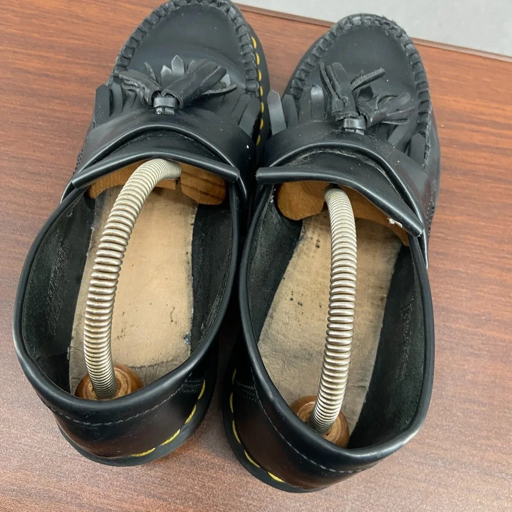 Dr. Martens Adrian Unisex M8/L9 Loafer Black Tassel Moc Toe Casual Slip On Shoes